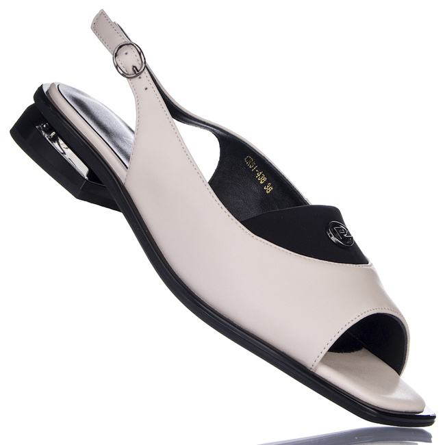 Beżowe sandałki płaskie D&A by S.Barski CR51-438 beige skórzane