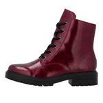 Lakierowane Botki damskie Rieker Z2841-33 red bordowe ocieplane futerkiem