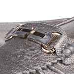 Srebrne mokasyny damskie D&A Barski LR51-546 pewter skórzane