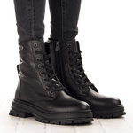 Skórzane Trzewiki damskie T.Sokolski SAR Z25-345 BLK czarne na platformie