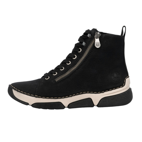 Czarne botki sportowe damskie Rieker 45920-01 ocieplone sneakersy