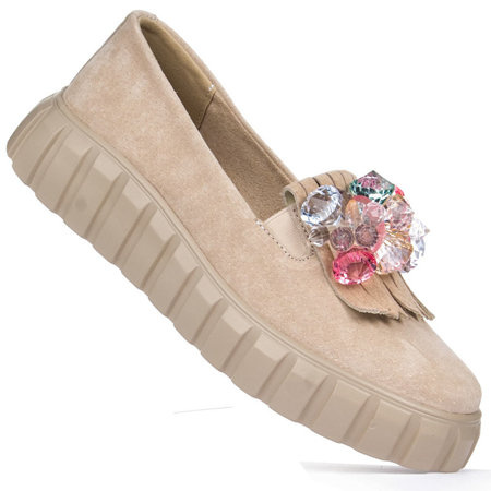 Mokasyny Filippo DP4593/23 beż kryształki