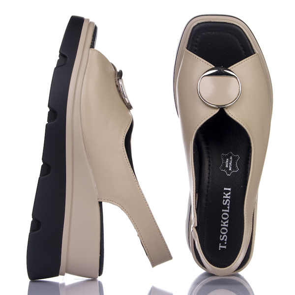 Sandały na koturnie beżowe damskie T.Sokolski L25-249 beige