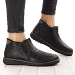 Czarne Botki damskie Potocki 90349BK ocieplone na haluksy wygodne