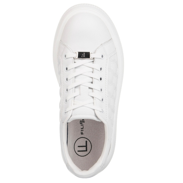 Białe sneakersy na platformie damskie skórzane Filippo DP7285/25 WH