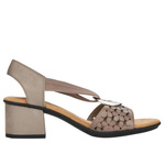 Wsuwane Sandały na klocku damskie Rieker 64677-64 beige beżowe