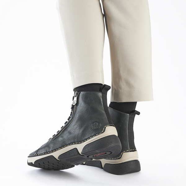 Zielone Botki damskie Rieker 45920-54 green sneakersy na grubej podeszwie