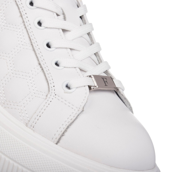 Białe sneakersy na platformie damskie skórzane Filippo DP7285/25 WH