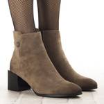 Zamszowe botki damskie Potocki 12743KH beżowe ocieplone wygodne