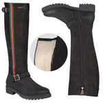 Czarne kozaki damskie Simen 1972A S04 skórzane ciepłe WEŁNA