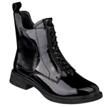 Lakierowane Botki z ozdobami D&A S.Barski MR52-108 czarne skórzane