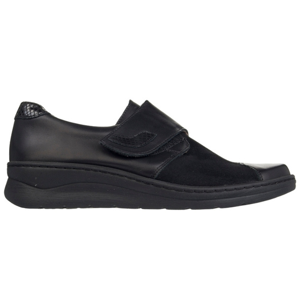 Buty Barefoot damskie na rzepy Helios 462 czarne skórzane Polskie