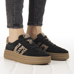 Czarne sneakersy na platformie damskie Filippo 7114/25 BK skórzane