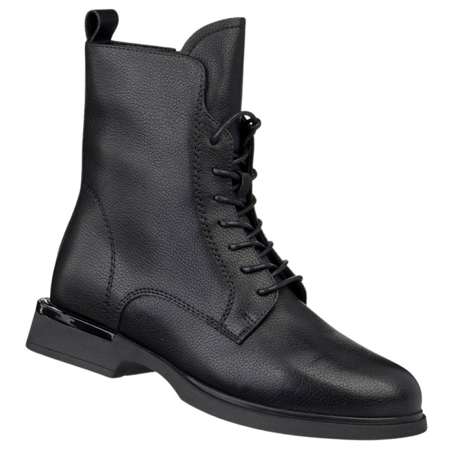 Skórzane trzewiki damskie Filippo DBT7222/25 BK czarne ocieplone