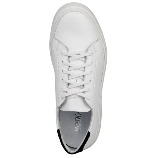 Skórzane półbuty sportowe męskie Moskała białe na grubej podeszwie