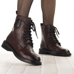 Skórzane trzewiki damskie Maciejka K7180-02 brązowe ocieplone