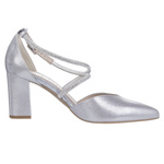 Srebrne czółenka damskie Kotyl 3739 srebrny ef skórzane buty ślubne