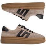 Beżowe sneakersy na platformie damskie Filippo 7114/25 TP skórzane