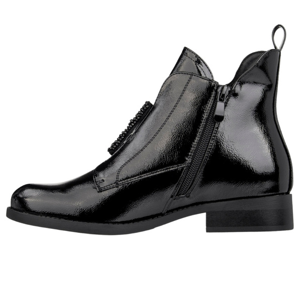 Eleganckie Botki lakierowane S.Barski HY52-525 czarne ocieplone
