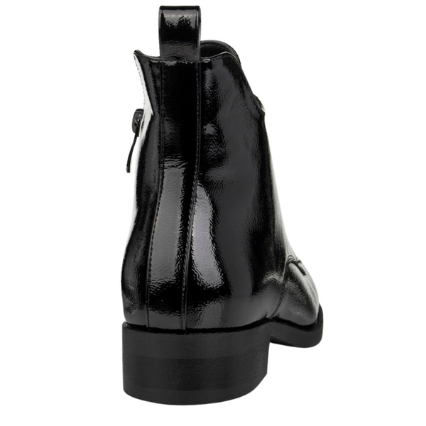 Eleganckie Botki lakierowane S.Barski HY52-527 czarne ocieplone