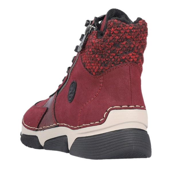 Czerwone sneakersy zimowe botki Rieker 45960-35 red skórzane 