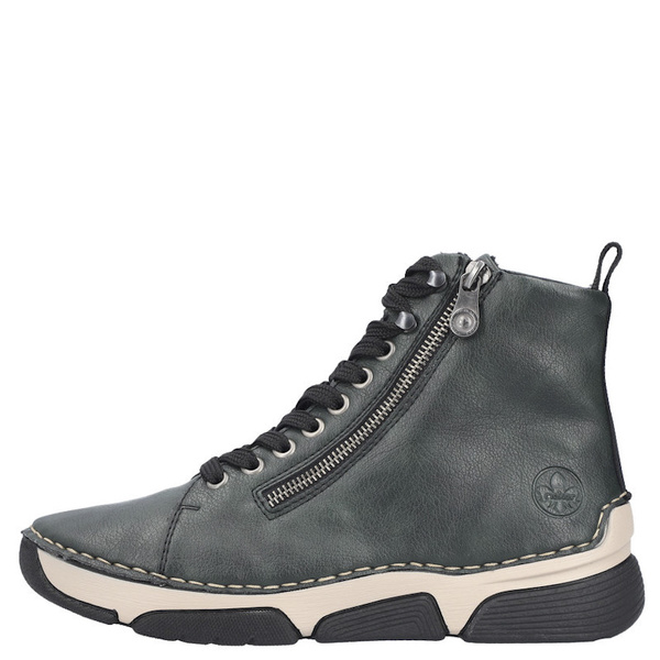 Zielone Botki damskie Rieker 45920-54 green sneakersy na grubej podeszwie