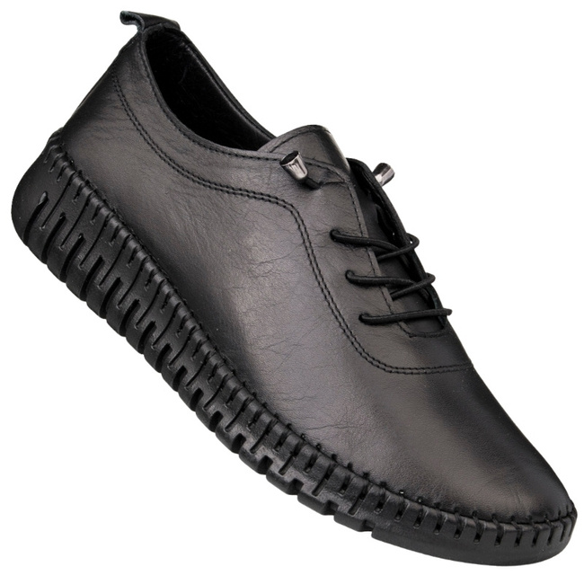 Skórzane półbuty na platformie T.Sokolski OG 4000 BLK czarne wiązane