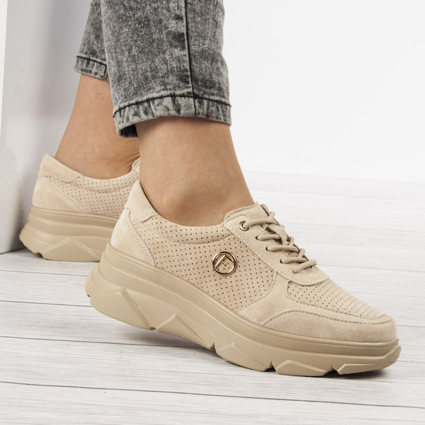 Sneakersy Filippo DP2138 BE beżowe skórzane