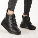 Czarne Botki na platformie damskie Filippo DBT4215/25 BK BK skórzane