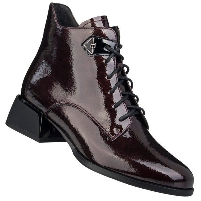 Eleganckie skórzane botki damskie Artiker 57C1119 bordowe ocieplone