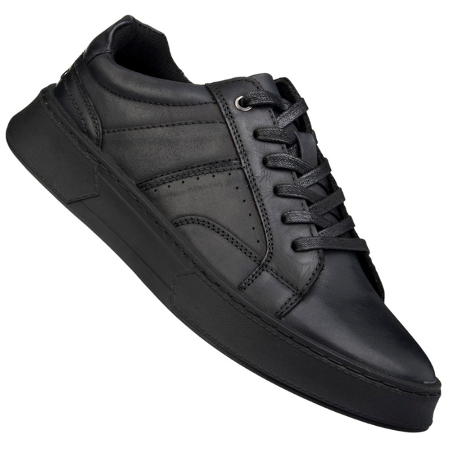 Skórzane sneakersy męskie T.Sokolski SHI J25-06 BLK czarne wiązane