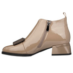 Botki lakierowane damskie Artiker 57C1035 beżowe skórzane ocieplone