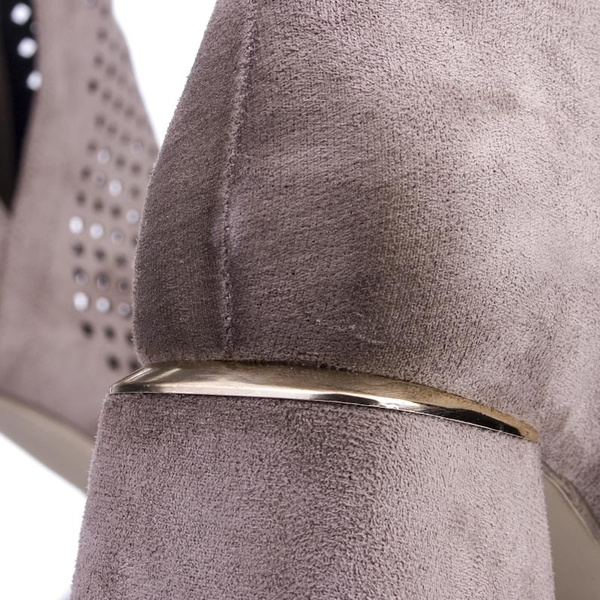 Beżowe ażurowe botki na obcasie Potocki 12356KH kowbojki na wiosnę