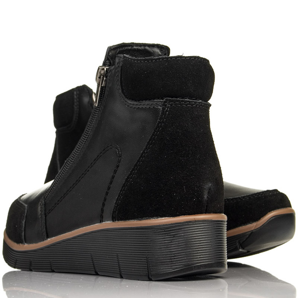 Czarne Botki damskie Filippo DBT3950/25 BK wygodne na haluksy skórzane