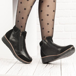 Czarne Botki damskie Filippo DBT3950/25 BK wygodne na haluksy skórzane