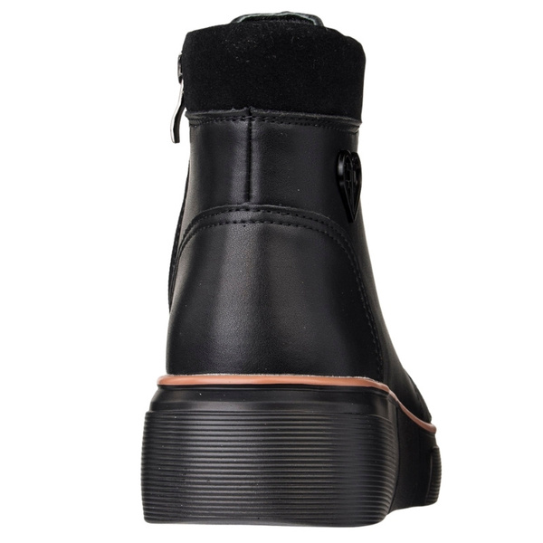 Czarne Botki na platformie damskie Filippo DBT7128/25 BK skórzane