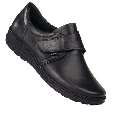Półbuty na rzepy wygodne damskie Axel 1461 czarne na haluksy tęgość H
