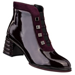 Lakierowane Botki damskie D&A S.Barski CR52-696 WINE bordowe skórzane
