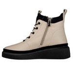 Beżowe Botki na platformie damskie Filippo DBT4799/25 BE skórzane