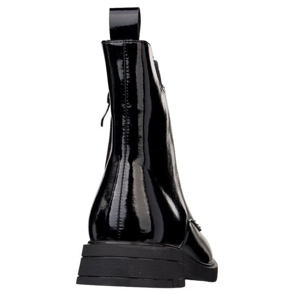 Lakierowane Botki z ozdobami D&A S.Barski MR52-108 czarne skórzane