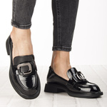 Lakierowane lordsy damskie Filippo DP6186/25 BK czarne z ozdobą