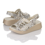 Sandały na platformie skórzane damskie Axel 2527 beżowe wsuwane 