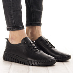 Skórzane półbuty na platformie T. Sokolski 4000 BLK czarne wiązane