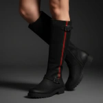 Czarne kozaki damskie Simen 1972A S04 skórzane ciepłe WEŁNA