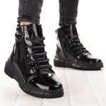 Lakierowane Trzewiki damskie T.Sokolski Z25-250 czarne skórzane ocieplone