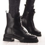 Skórzane Botki damskie T.Sokolski HW 266 BLK czarne ocieplane z gumką