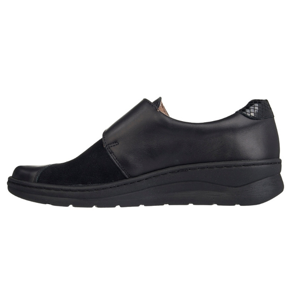 Buty Barefoot damskie na rzepy Helios 462 czarne skórzane Polskie