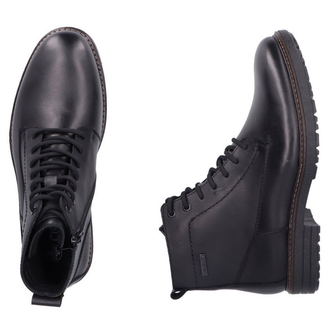 Czarne trzewiki męskie Rieker 33143-00 skórzane z membraną TEX
