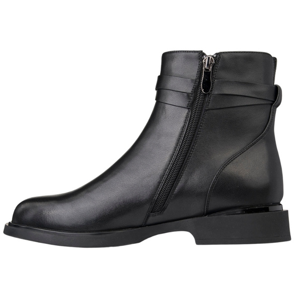 Czarne eleganckie botki damskie Filippo DBT7357/25 BK skórzane ocieplone