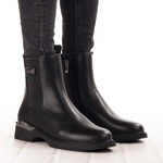 Skórzane Botki damskie T.Sokolski HW 42 BLK czarne ocieplane z gumką